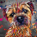 Colourful Dog Portrait Greeting Card 16cm x 16cm Blank Inside Modern Design