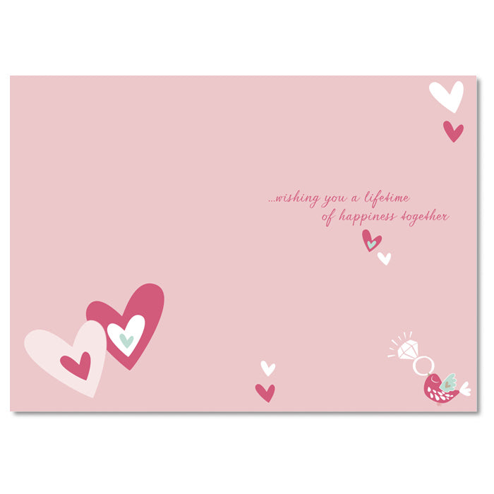 On Your Engagement Card Congratulations Lovely Heart Bird & Ring DesignClassic