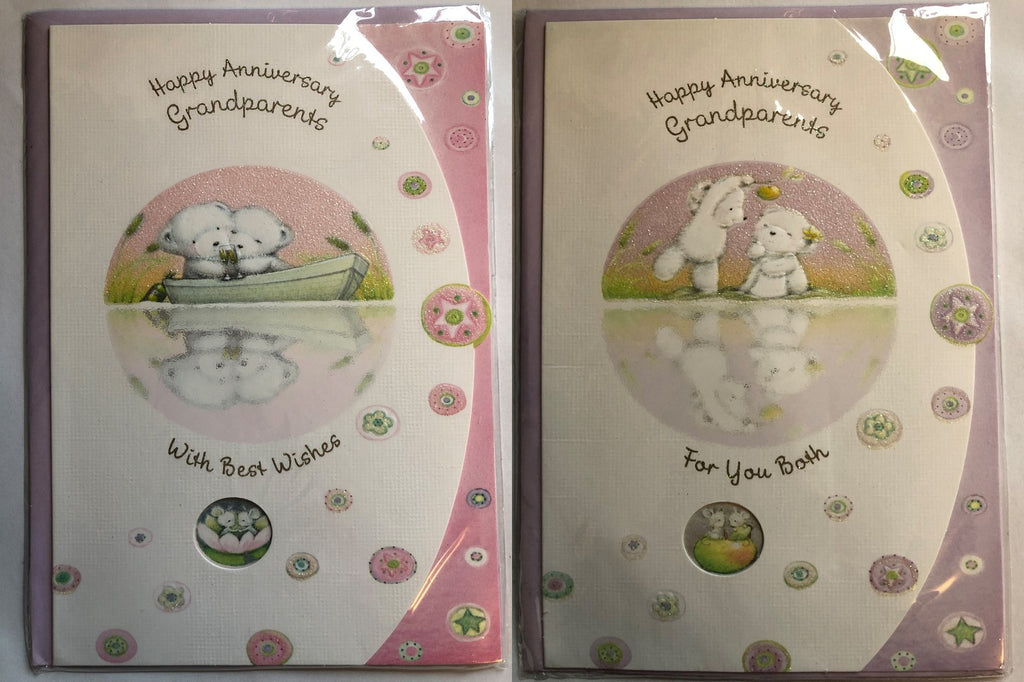 Grandparents Happy Anniversary Card  Cute Bears 13 x 19cm 2 Designs