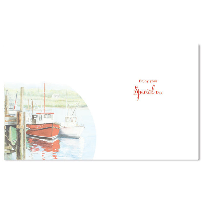 Open Happy Birthday Card Best Wishes On Your Boat Design Lovely Bright Modern
