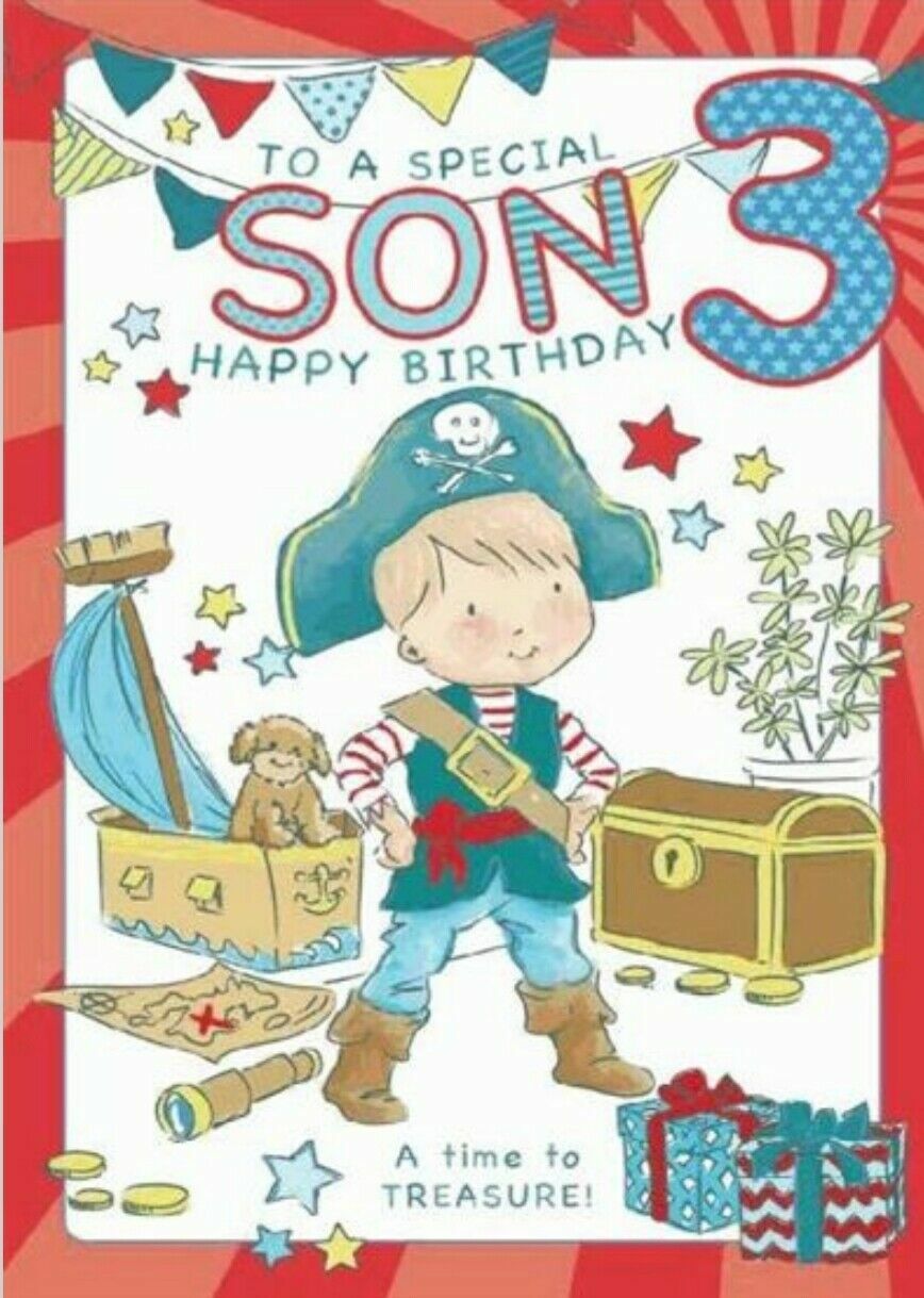 Son 3rd Birthday Card Large Colouring Activity Inside Lovely Verse