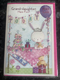 Granddaughter Happy Birthday Card Cute Rabbit Cake Stall Bunting Gifts