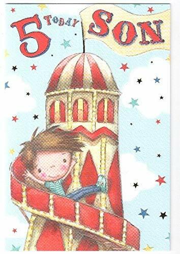 Son 5th Birthday Card Age 5 Boy On Helter Skelter Design Happy Lovely Verse