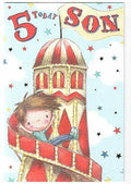 Son 5th Birthday Card Age 5 Boy On Helter Skelter Design Happy Lovely Verse