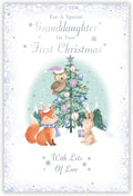 1st First Christmas Card For Granddaughter Large 15x23cm Woodland Animals