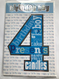 Age 4 Male Birthday Card 4th Words Inside Number