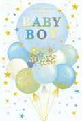 Birth Baby Boy Card Balloons Foil Finish New Baby Lovely Verse
