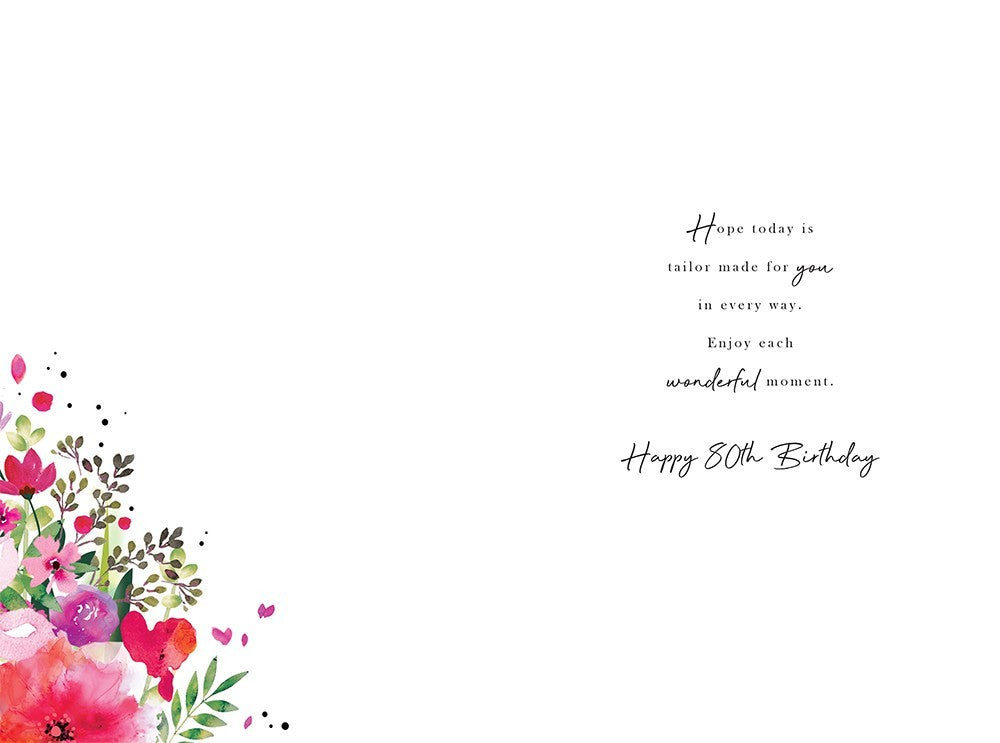 80th Birthday Card for Auntie Female Large Floral Verse Special Aunt Eighty