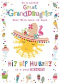 Great Granddaughter Birthday Card Sun Hat & Ice Cream Design Happy