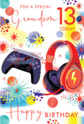Grandson 13th Birthday Card Gaming & Headphones Design Quality Finish  15x23cm