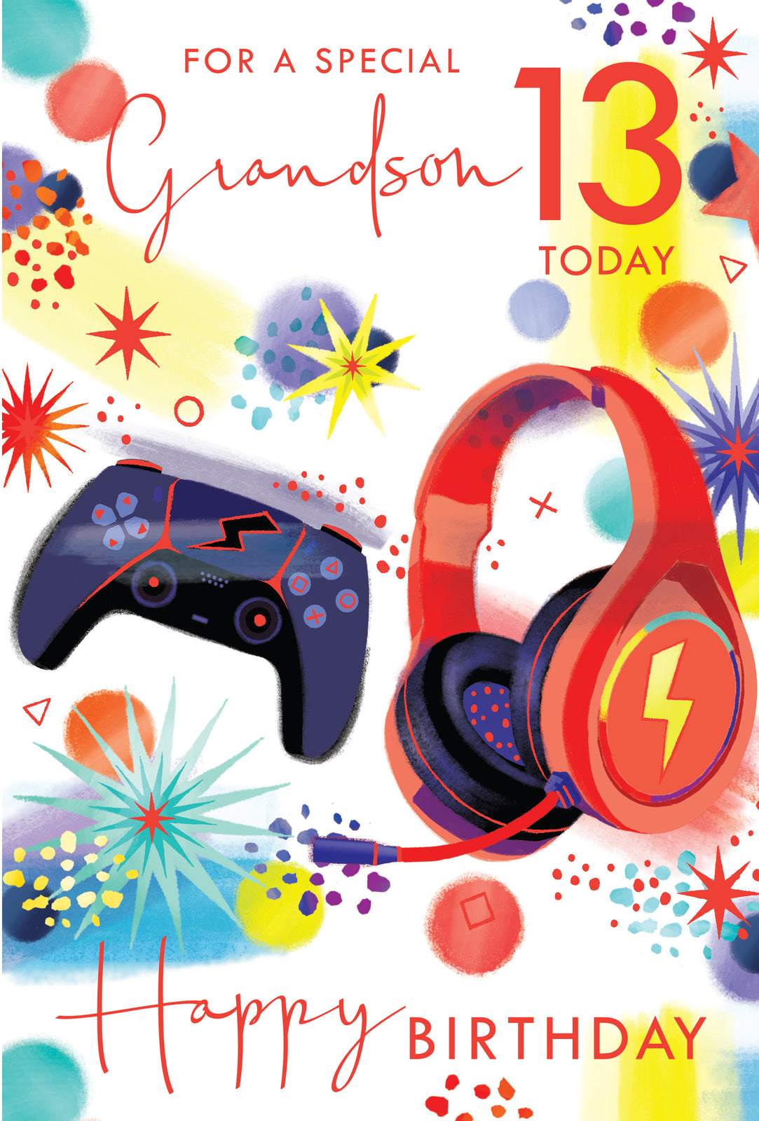 Grandson 13th Birthday Card Gaming & Headphones Design Quality Finish  15x23cm