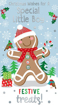 Special Little Boy Gingerbread Festive Treats Bright Design Christmas Card