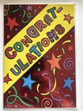 Congratulations Card Red Bold Text Stars Swirls Foiled
