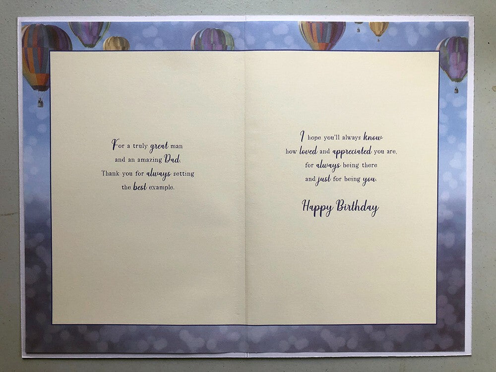 Dad Birthday Card Hot Air Balloons Lighthouse Amazing Dad Verse