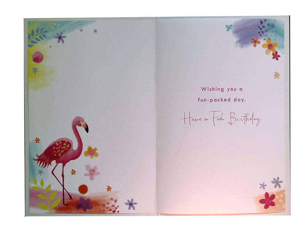 Sister Happy Birthday Card Bright Flamingo Flowers Wonderful Design Lovely Verse