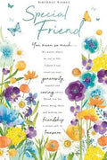 Friend Birthday Card  Butterfly Floral Design & Sentimental Verse  15x23cm