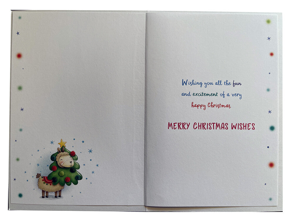 Special Cousin Christmas Card Lamb Dressed As A Tree Design Lovely