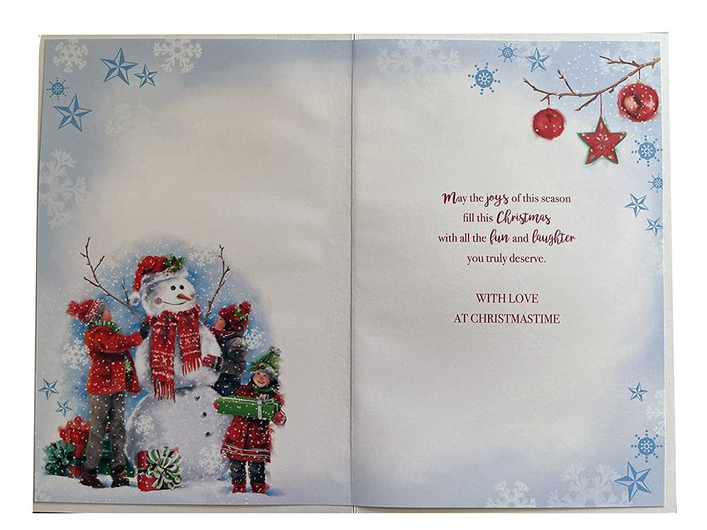 Mummy & Daddy Christmas Card Children Snowman Design Lovely Verse