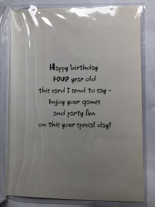 Age 4 Female Birthday Card 4th Bright Letters Word Flowers