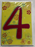 Age 4 Female Birthday Card 4th Number Flowers