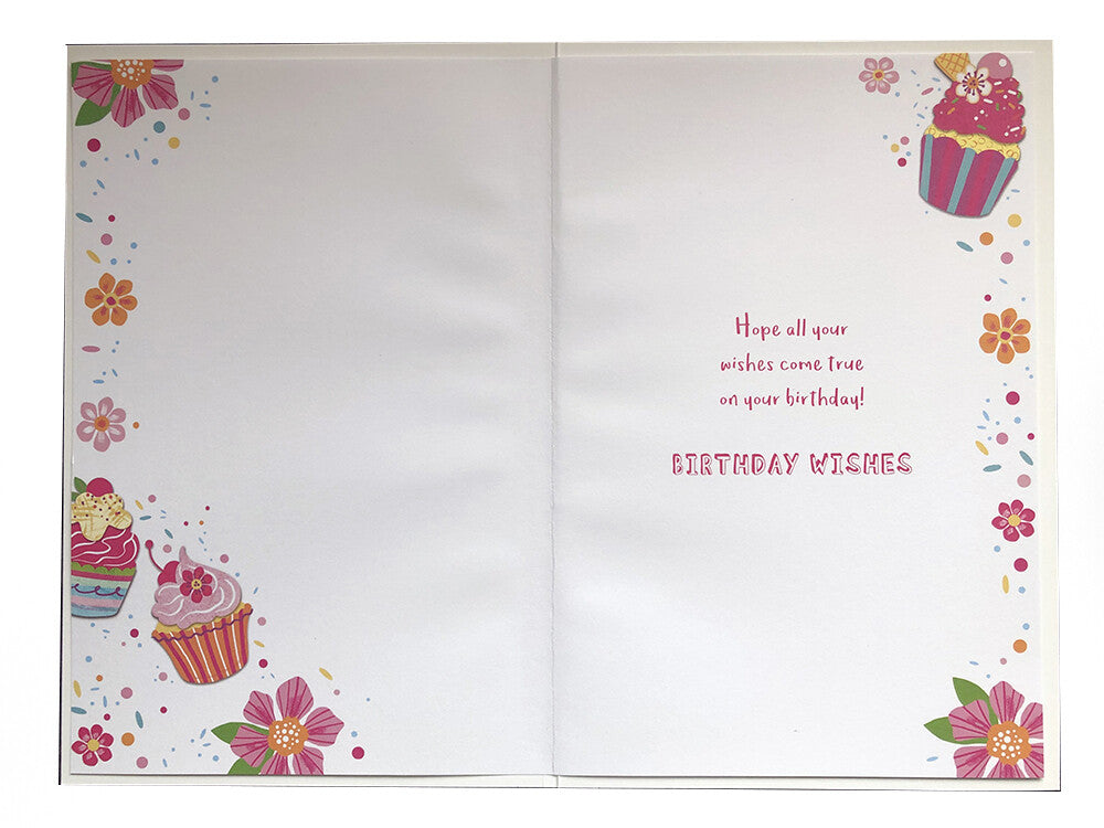 Daughter 8th Birthday Card Age 8 Wishes Cup Cakes Bright Happy