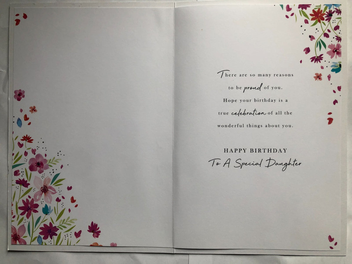 Birthday Card for Daughter 15cm x 23cm Floral Design Sentimental Verse Insert