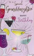 Granddaughter Birthday Card  Cocktail Design & Verse  Modern Finish  15x23cm