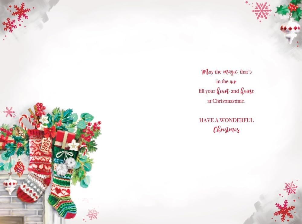 Christmas Card For Nan & Grandad 15x23cm Stockings Large Verse Inside