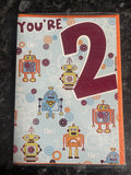 Age 2 Male Birthday Card 2nd Robots You're Two 2