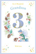 Grandson 3rd Birthday Card Age 3 Pinecone Pixie 9" x 6" Lovely Verse