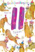 Great Granddaughter 11th Birthday Card Age 11 Cheetahs 9" x 6" Lovely Verse