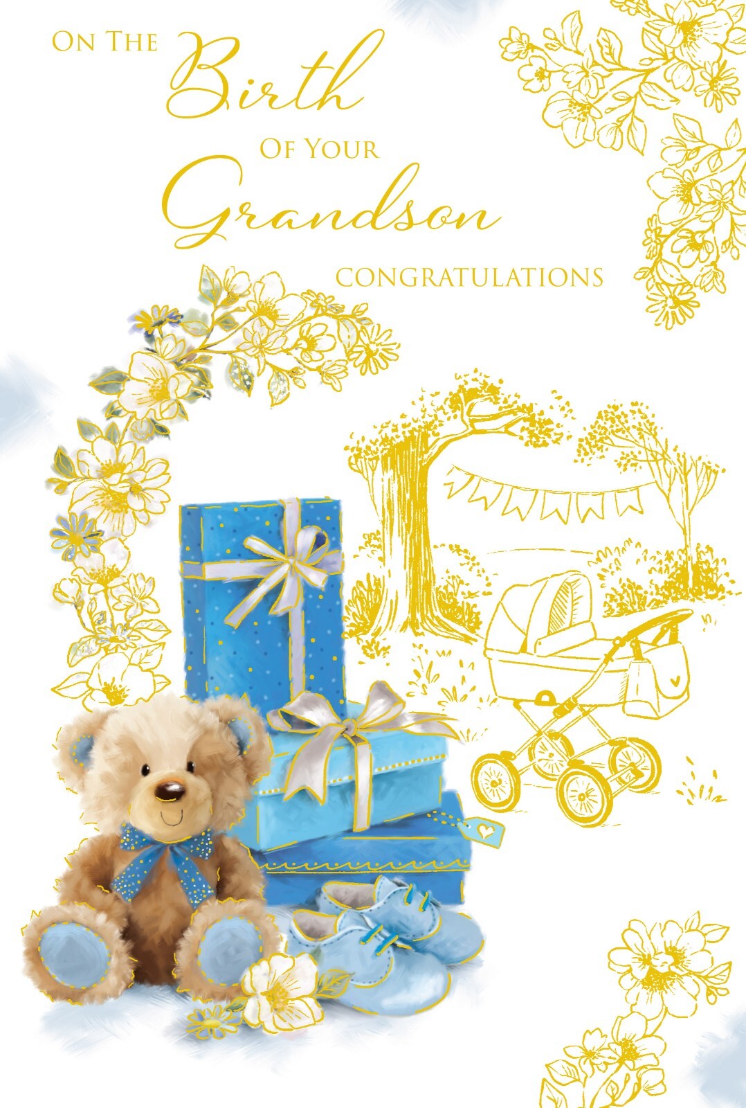 Birth Baby Grandson Card Gifts Foil Finish New Baby Lovely Verse