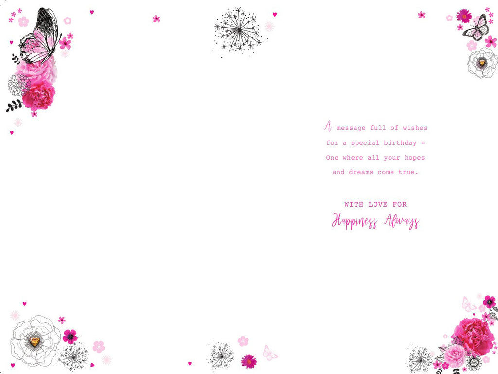 40th Happy Birthday Card 40 Today Flowers Butterfly Female Design Lovely Verse