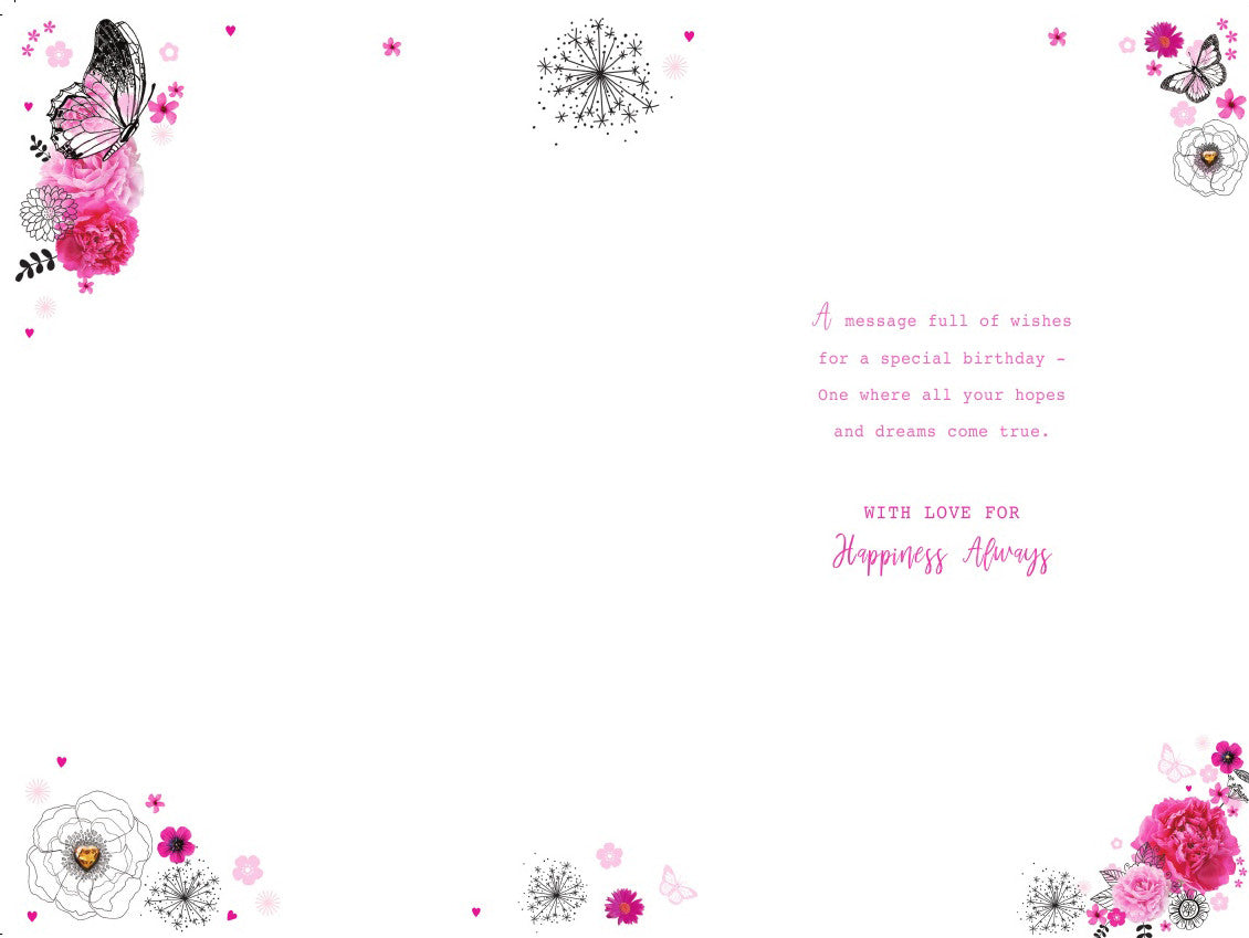 40th Happy Birthday Card 40 Today Flowers Butterfly Female Design Lovely Verse