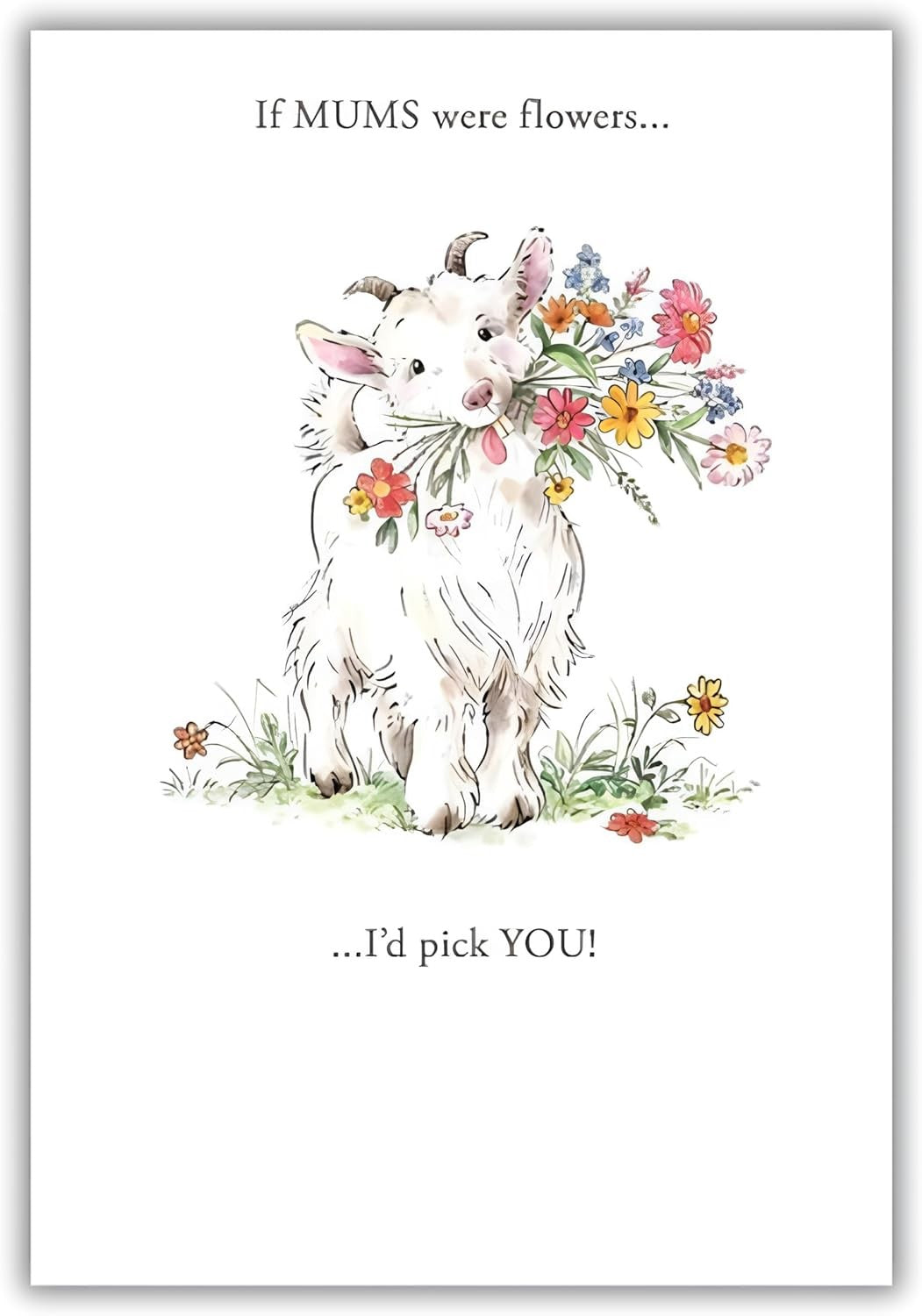 Mum Card Cute Goat & Flower Design Birthday Mothers Day Thank You Quality Card