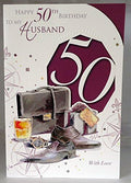 Husband 50th Birthday Card 50 Attache Case Shoes Gift Watch