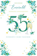 Emerald 55th Anniversary Card Champagne Foil Finish Lovely Verse