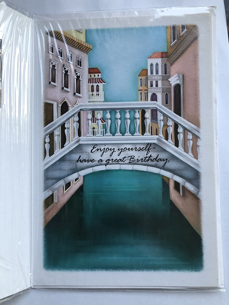 Friend Happy Birthday Card Good Venice Boat Bridge Houses Die Cut