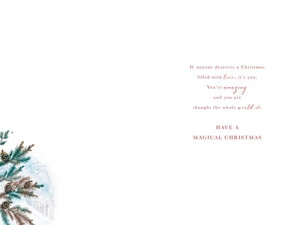 Christmas Card To Special Husband Large Winter Couple Snow Scene 15x23cm