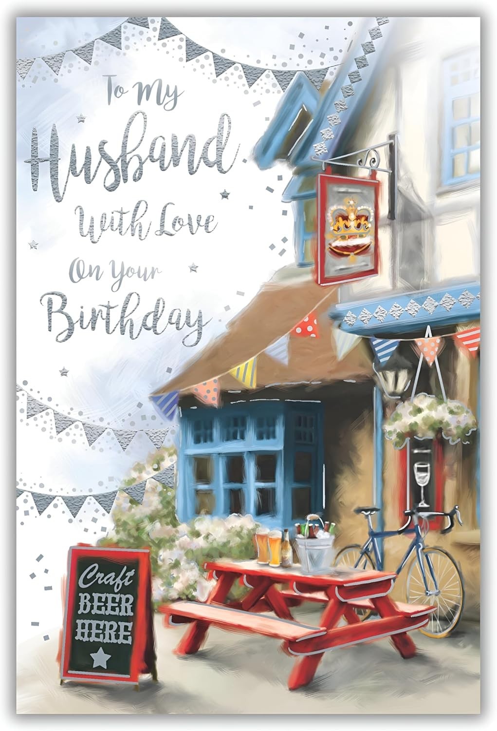 Birthday Card for Husband  Paris Caf Design  15x23cm  Colour Insert
