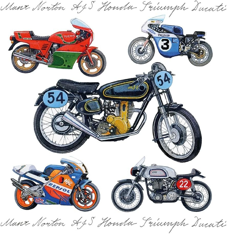Vintage Racing Motorcycle Greeting Card 16cm x 16cm Blank Inside New