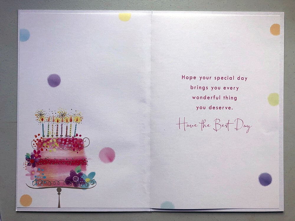 18th Birthday Card Granddaughter - Cake & Candles Design ~ Approx 6"x9"