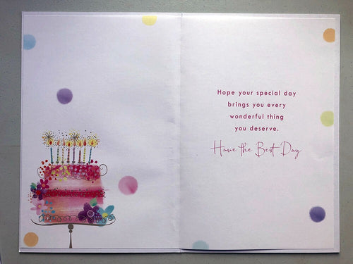 18th Birthday Card Granddaughter - Cake & Candles Design ~ Approx 6"x9"