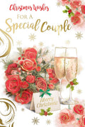 Couple Christmas Card Roses & Chamapgne Design Lovely Verse