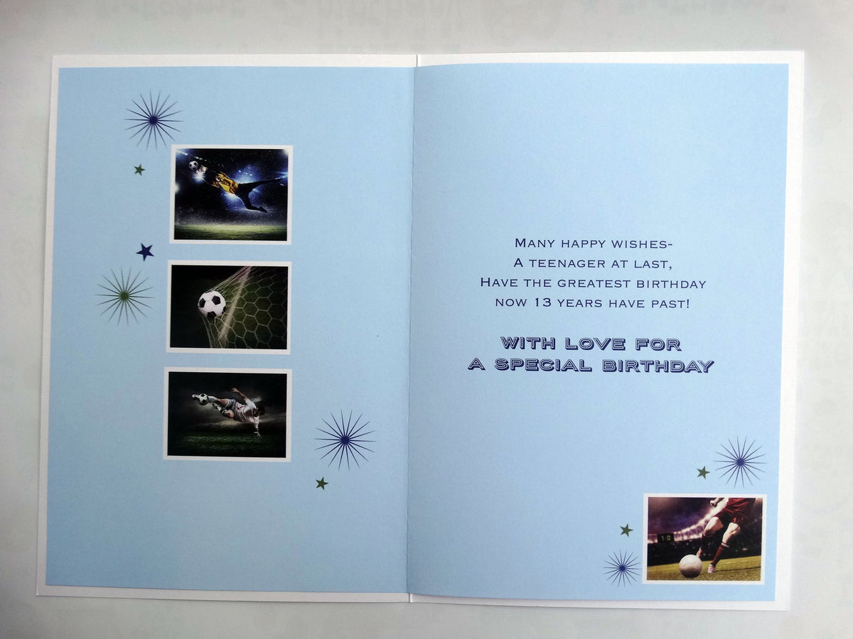 Godson 13th Birthday Card 13 Today Football Design Happy Lovely Verse