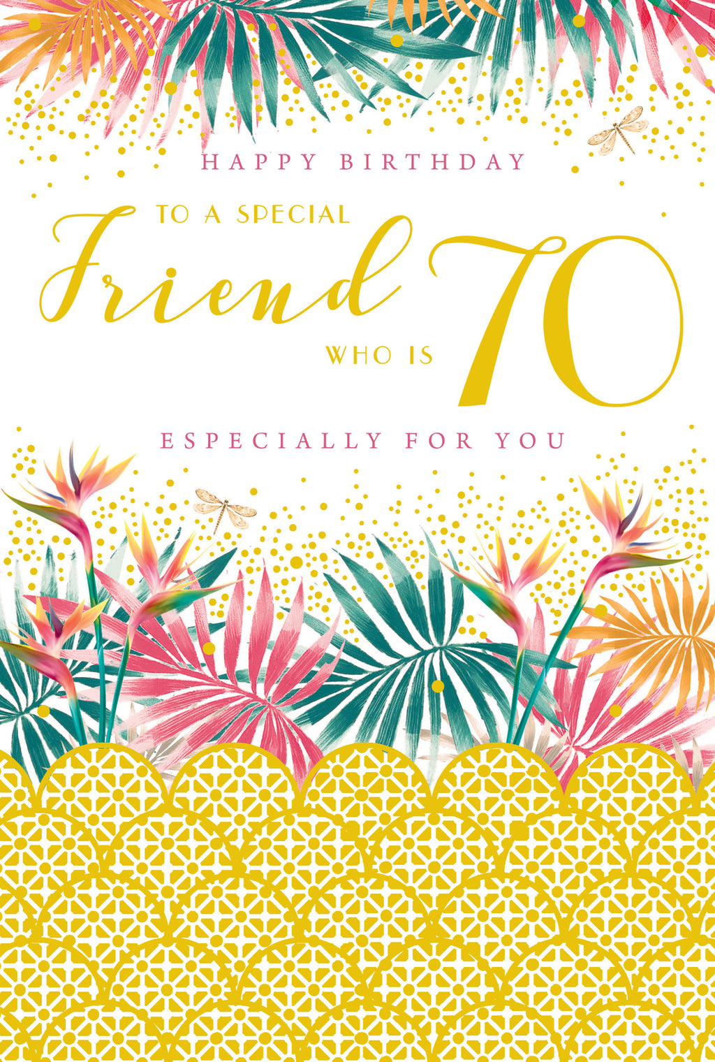 Friend 70th Birthday Card 70 Today Bright Ferns Happy Lovely Verse