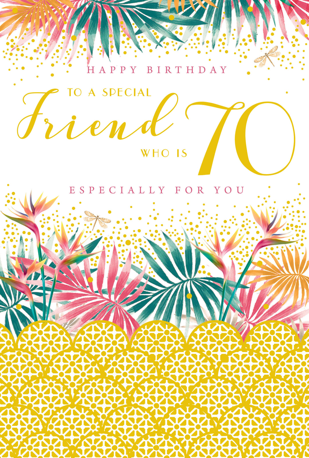Friend 70th Birthday Card 70 Today Bright Ferns Happy Lovely Verse