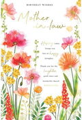 Birthday Card for Mother-in-Law Floral Design Heartfelt Verse Free UK Delivery