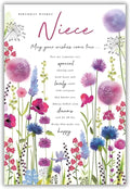 Niece Birthday Card  Colourful Floral Design & Sentimental Verse  15x23cm
