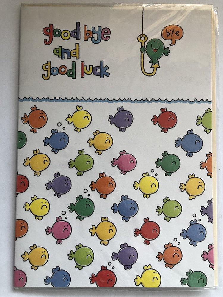 Good Luck Best Wishes Card Goodbye Bye Fishes Hook